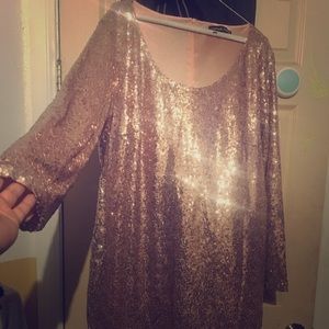 Glittery Rose Gold Mini Dress